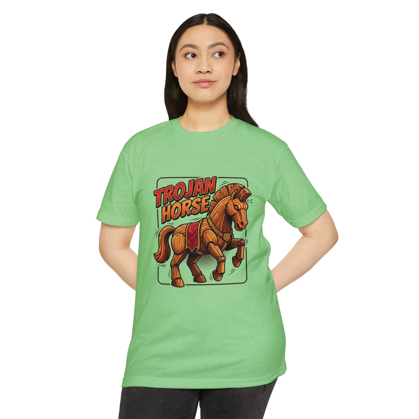 Trojan Horse Graphic Tee - Vintage Wooden Horse Illustration T-Shirt