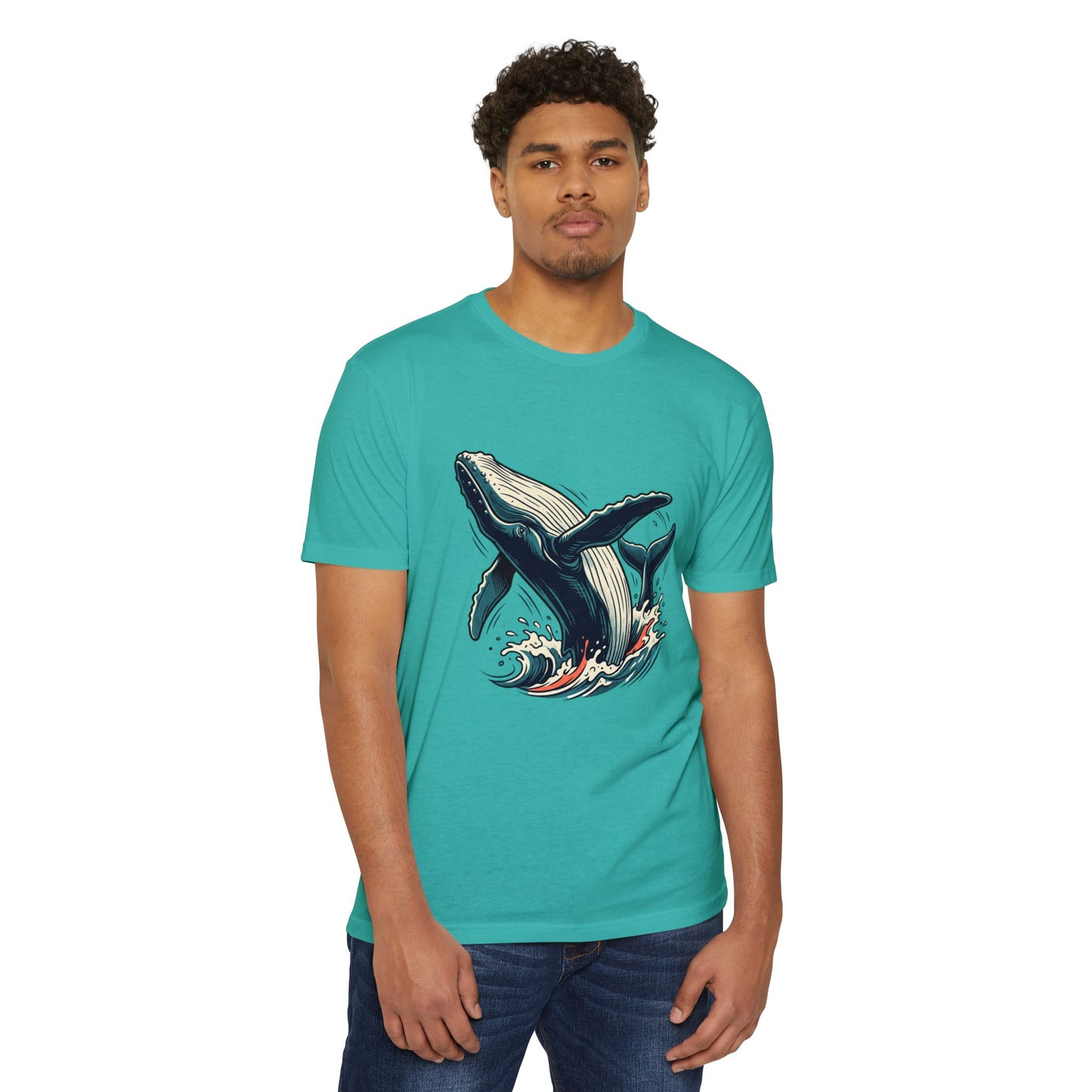 Whale Wave Graphic T-Shirt — Ocean Humpback Illustration Tee
