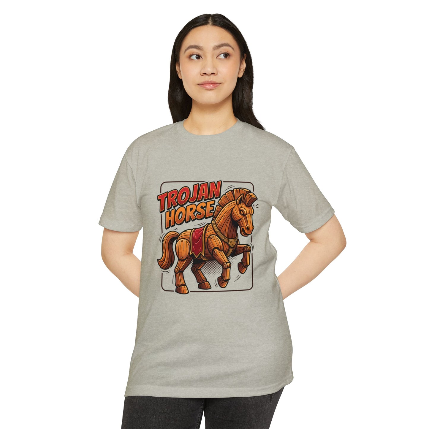 Trojan Horse Graphic Tee - Vintage Wooden Horse Illustration T-Shirt