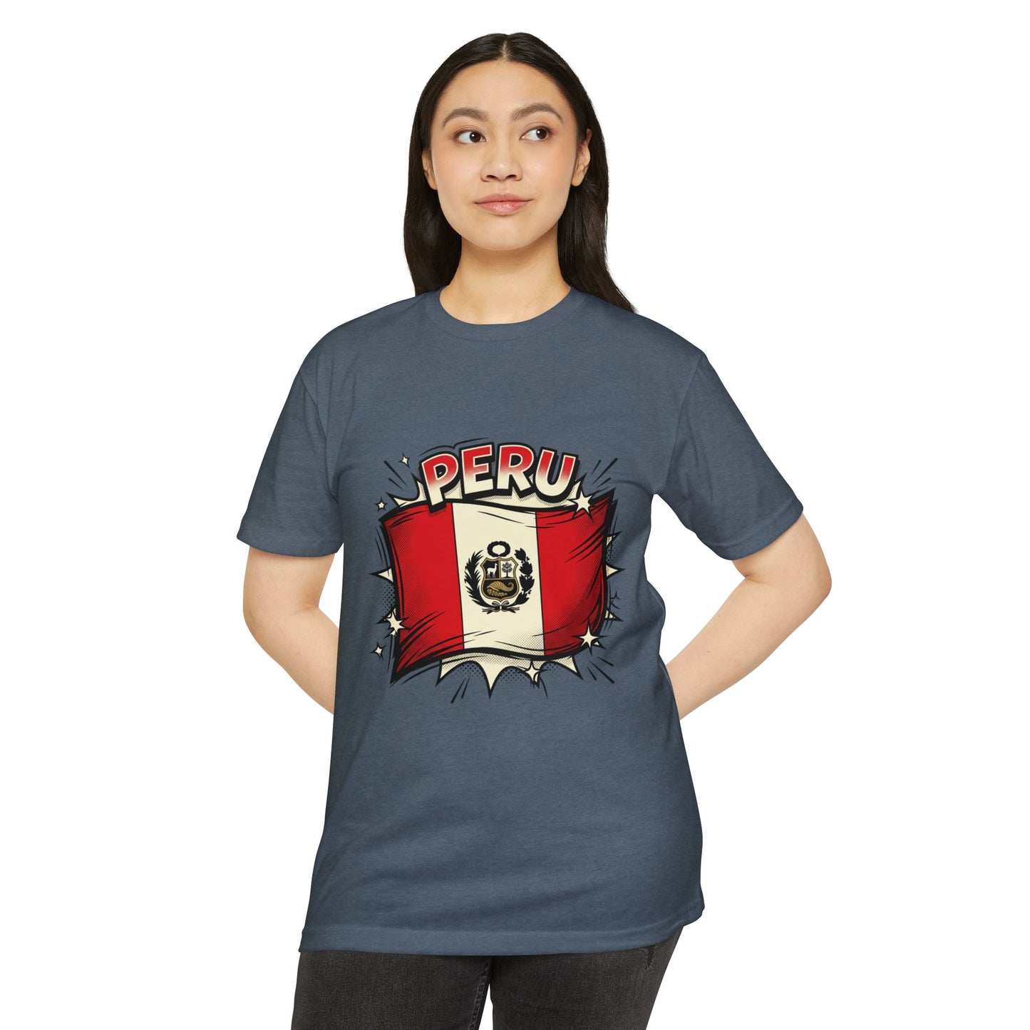 Peru Flag Retro Crest T-Shirt