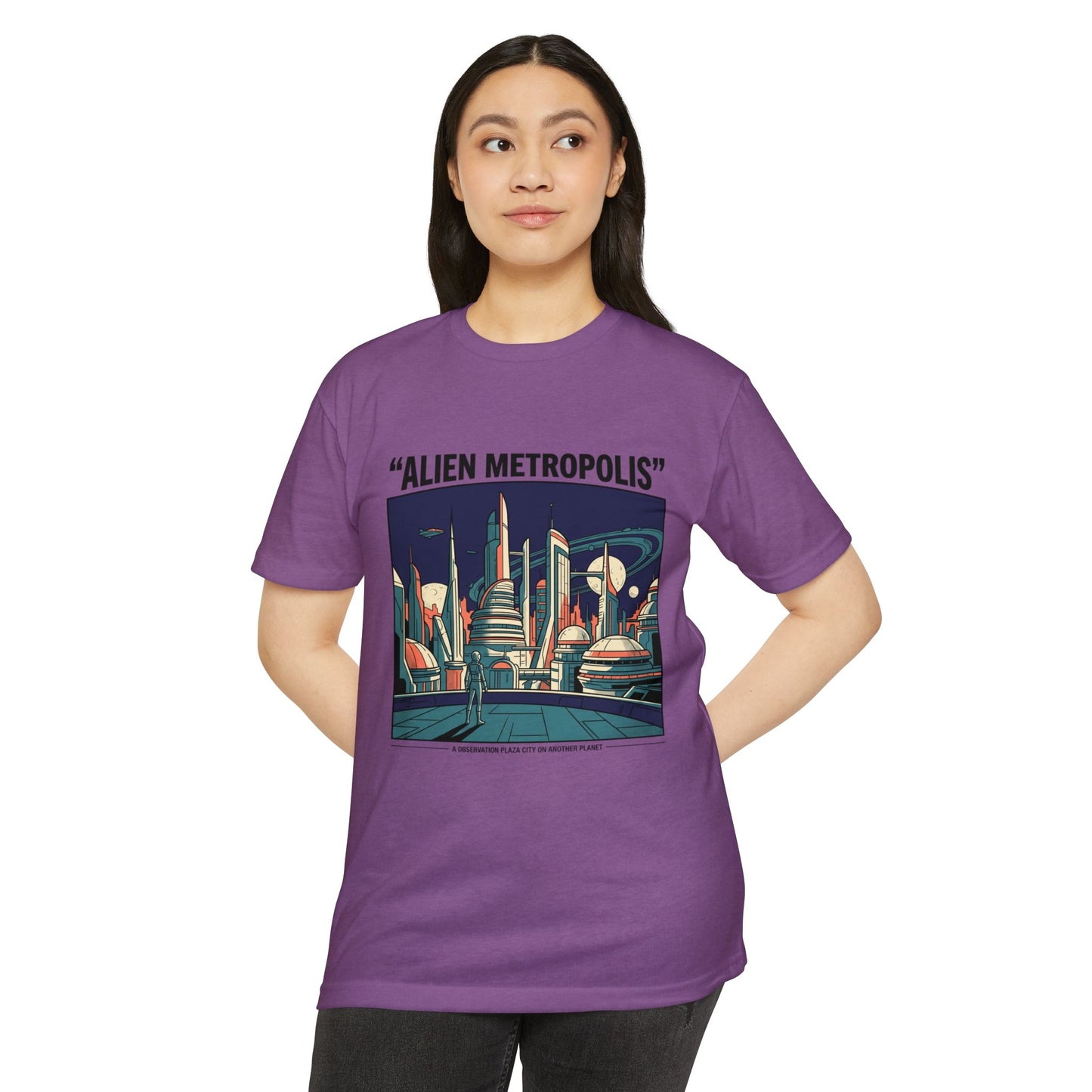 Alien Metropolis Retro Futuristic Sci‑Fi City T-Shirt