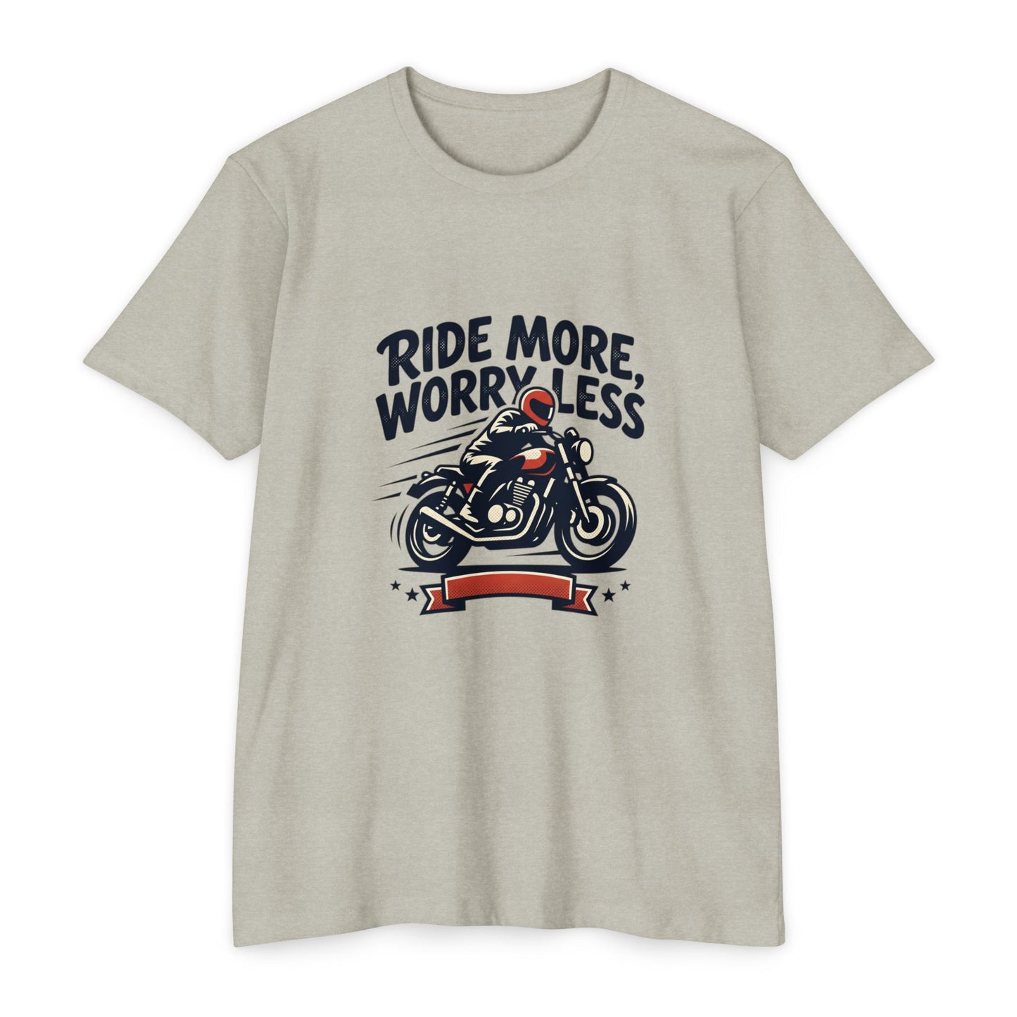 Ride More Worry Less Motorcycle T-Shirt — Biker Tee for Riders & Enthusiasts