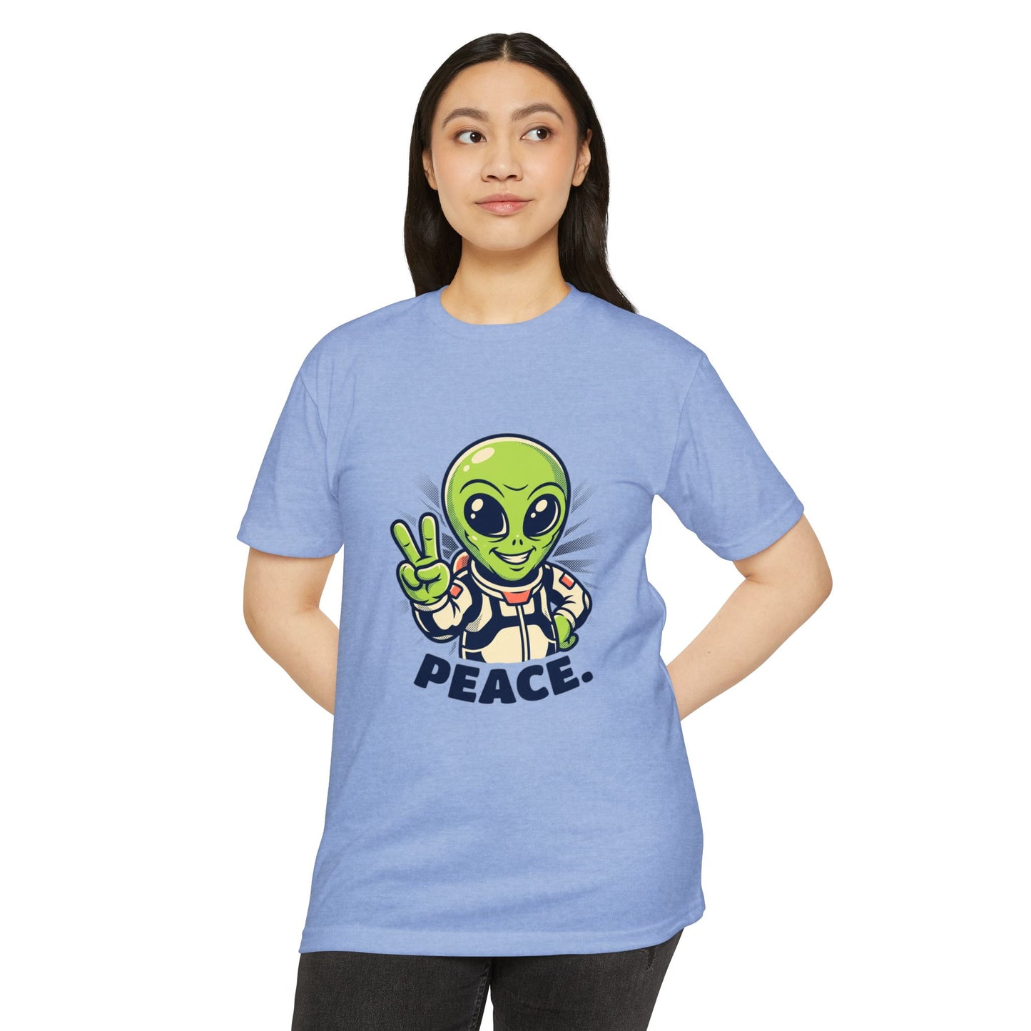 Alien Peace T-Shirt — Cute Green Astronaut Giving Peace Sign