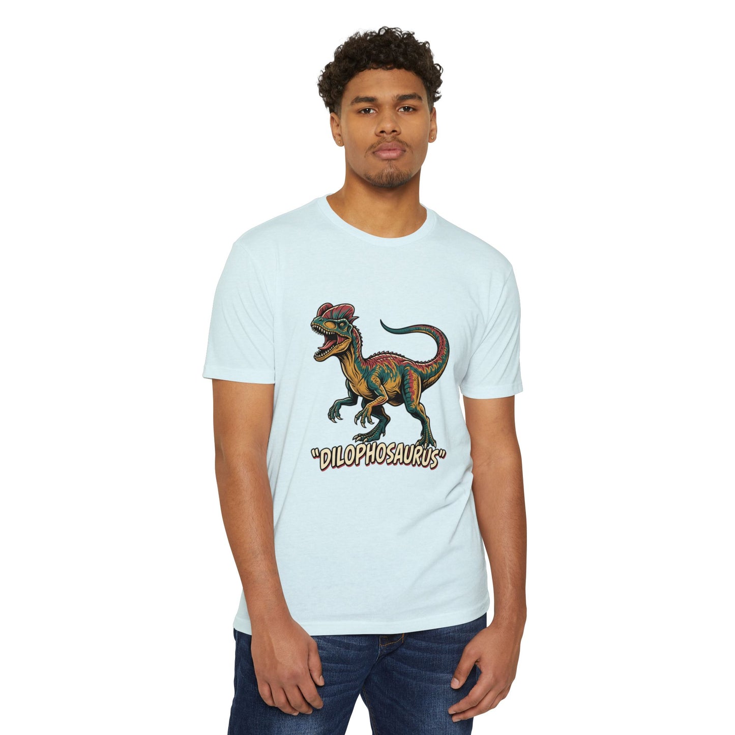 Dilophosaurus Dino T-Shirt — Retro Colorful Dinosaur Graphic Tee