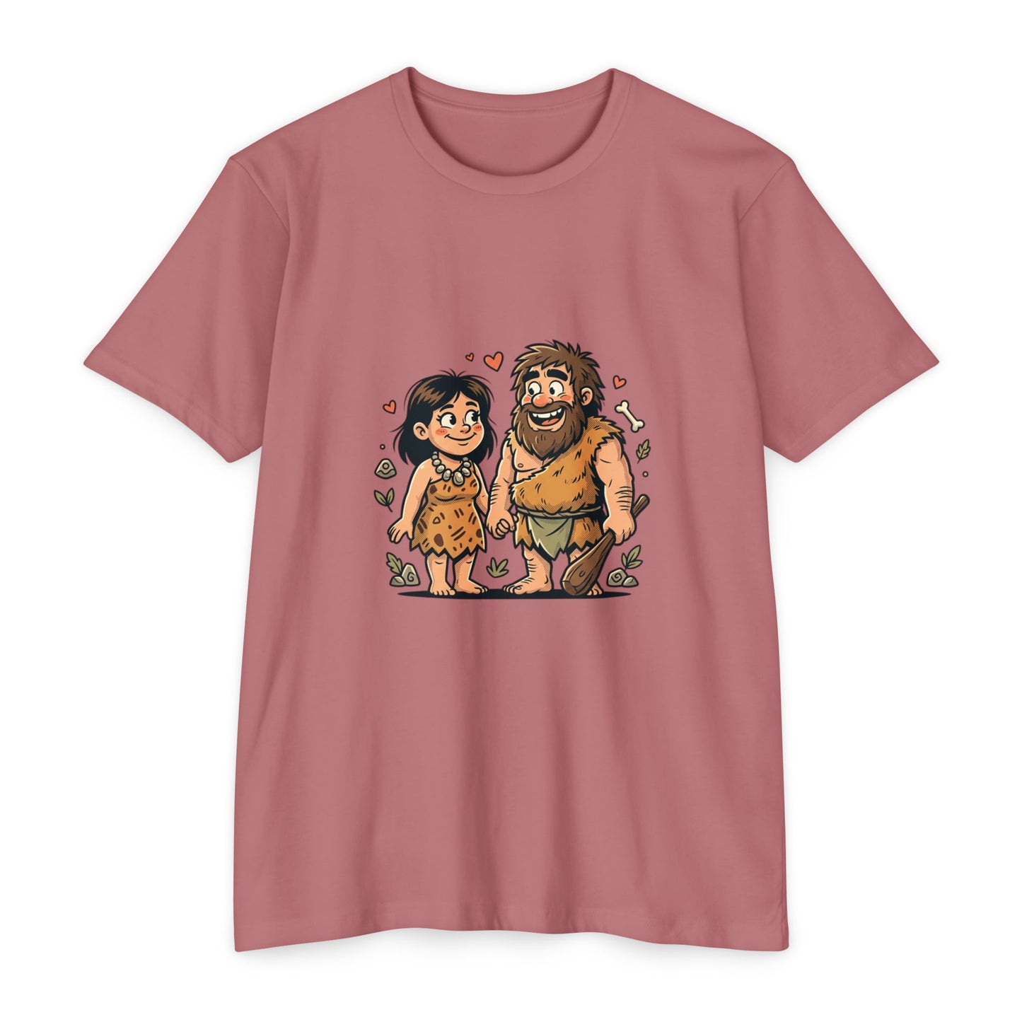 Caveman Couple Cartoon T-Shirt — Cute Prehistoric Love Graphic Tee