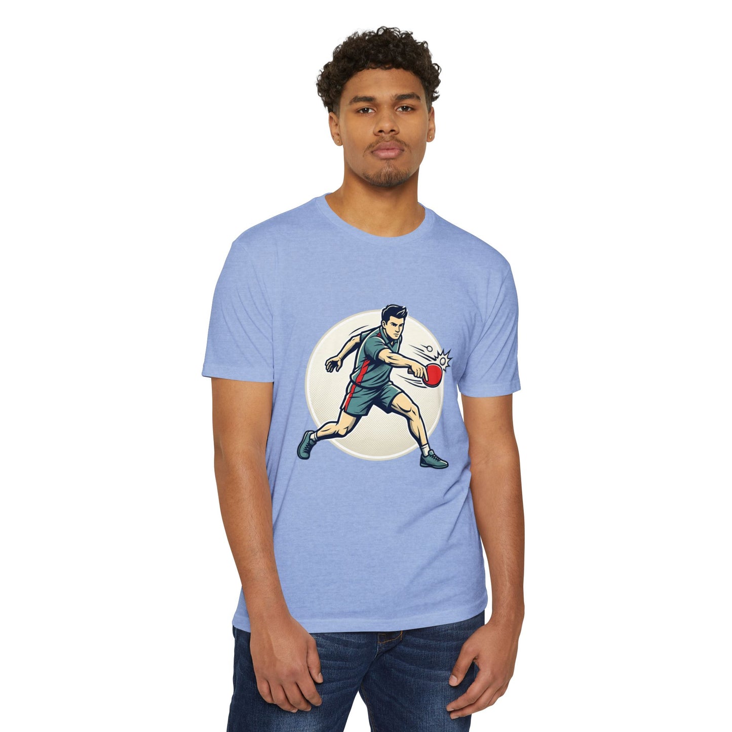 Table Tennis Player Illustration T-Shirt — Ping Pong Athlete Graphic Tee