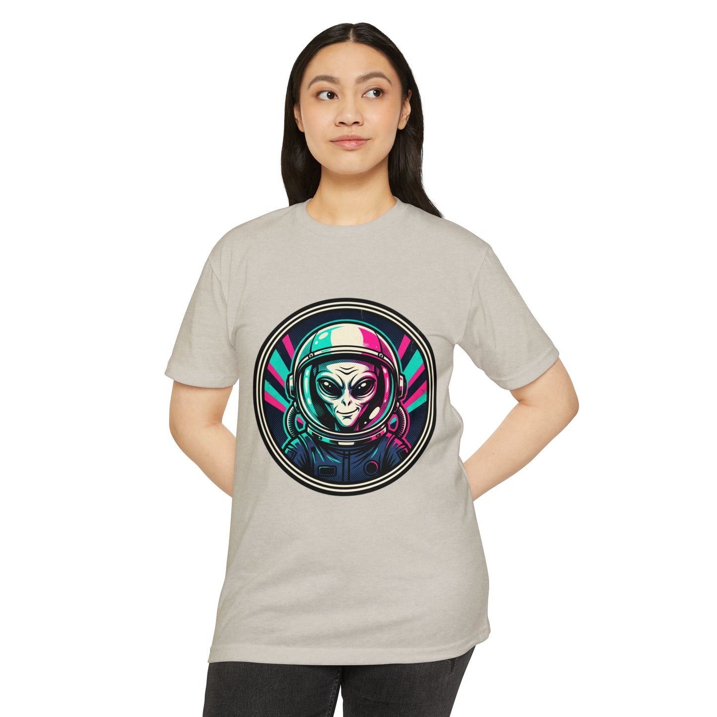 Alien Astronaut Neon Space Crew T‑Shirt
