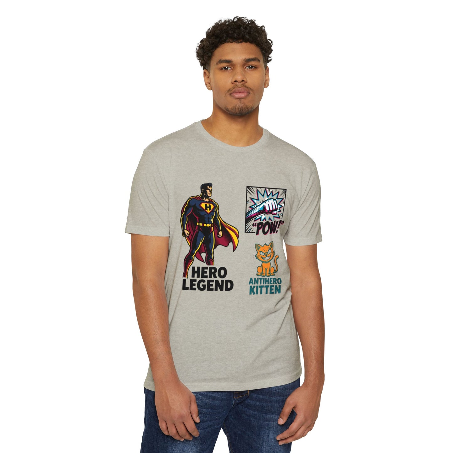 Hero Legend vs Antihero Kitten T-Shirt — Funny Comic Superhero Tee