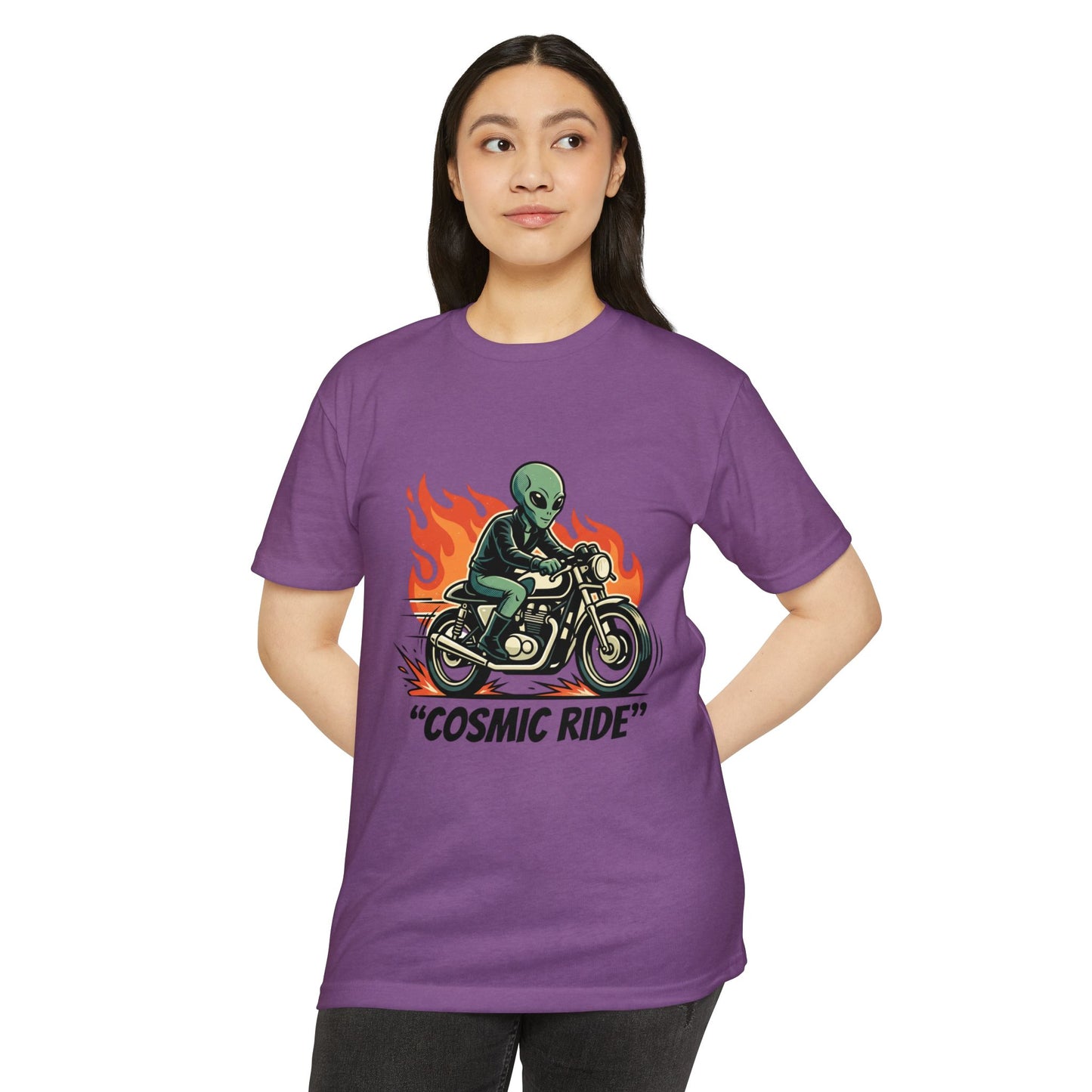 Cosmic Ride Alien Motorcycle T‑Shirt — Retro Biker Tee