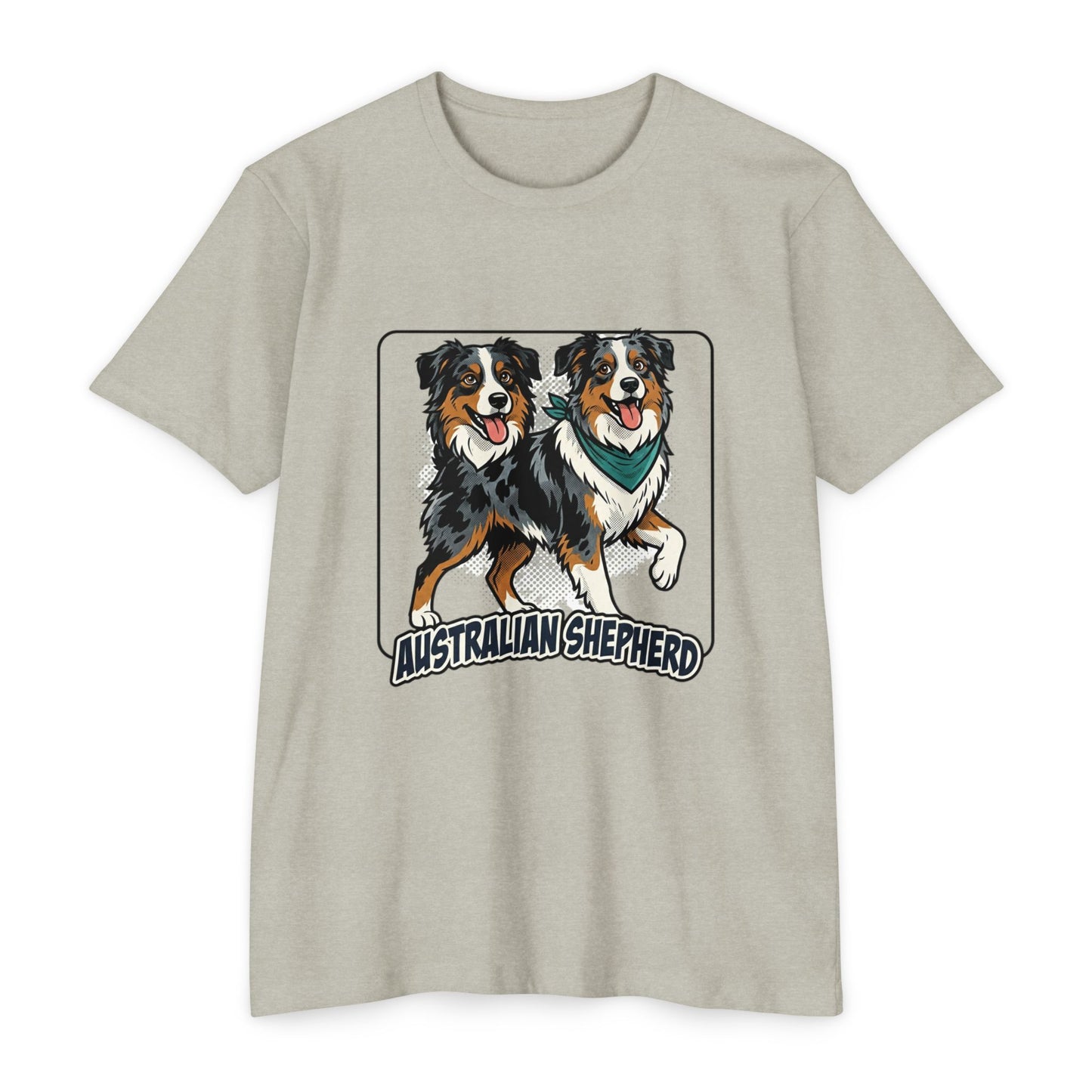 Australian Shepherd Graphic T‑Shirt — Playful Double Dog Illustration