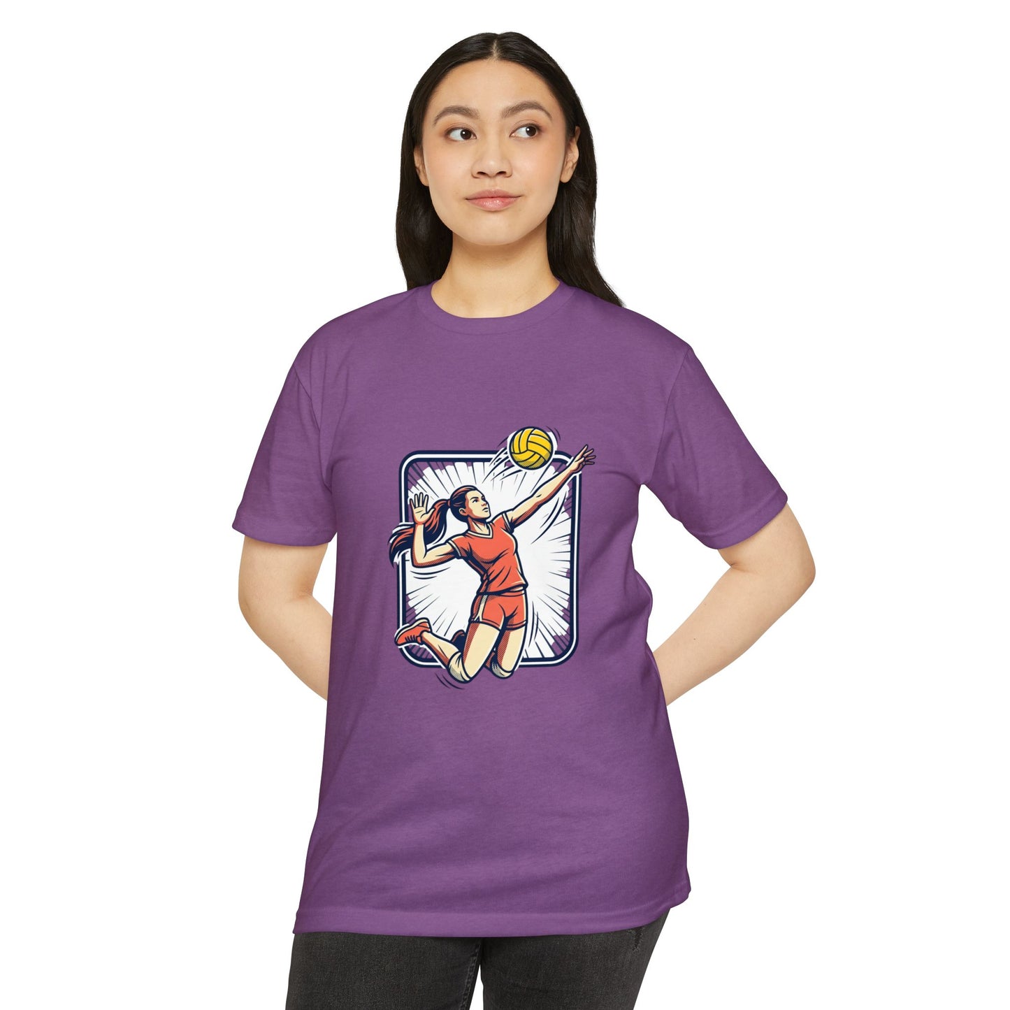Volleyball Spike Graphic T-Shirt — Female Player Action Tee