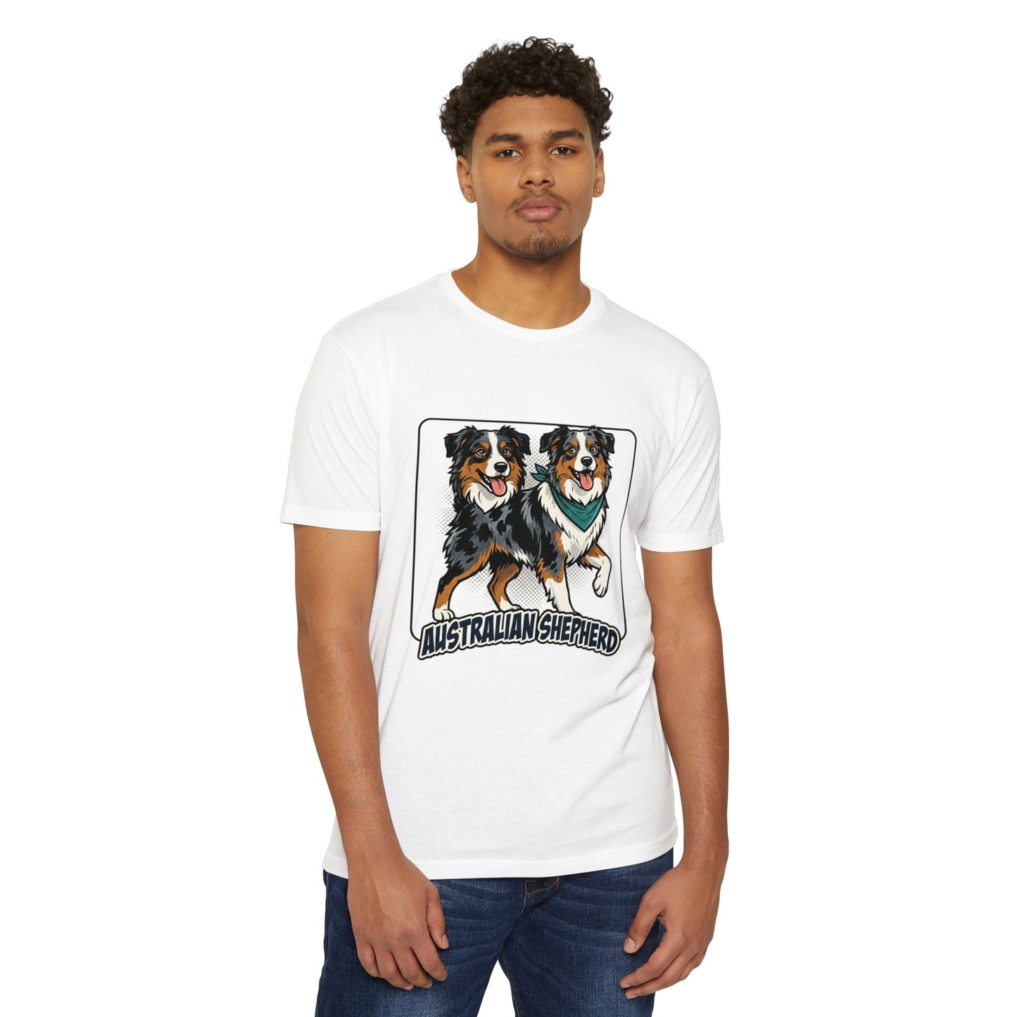 Australian Shepherd Graphic T‑Shirt — Playful Double Dog Illustration