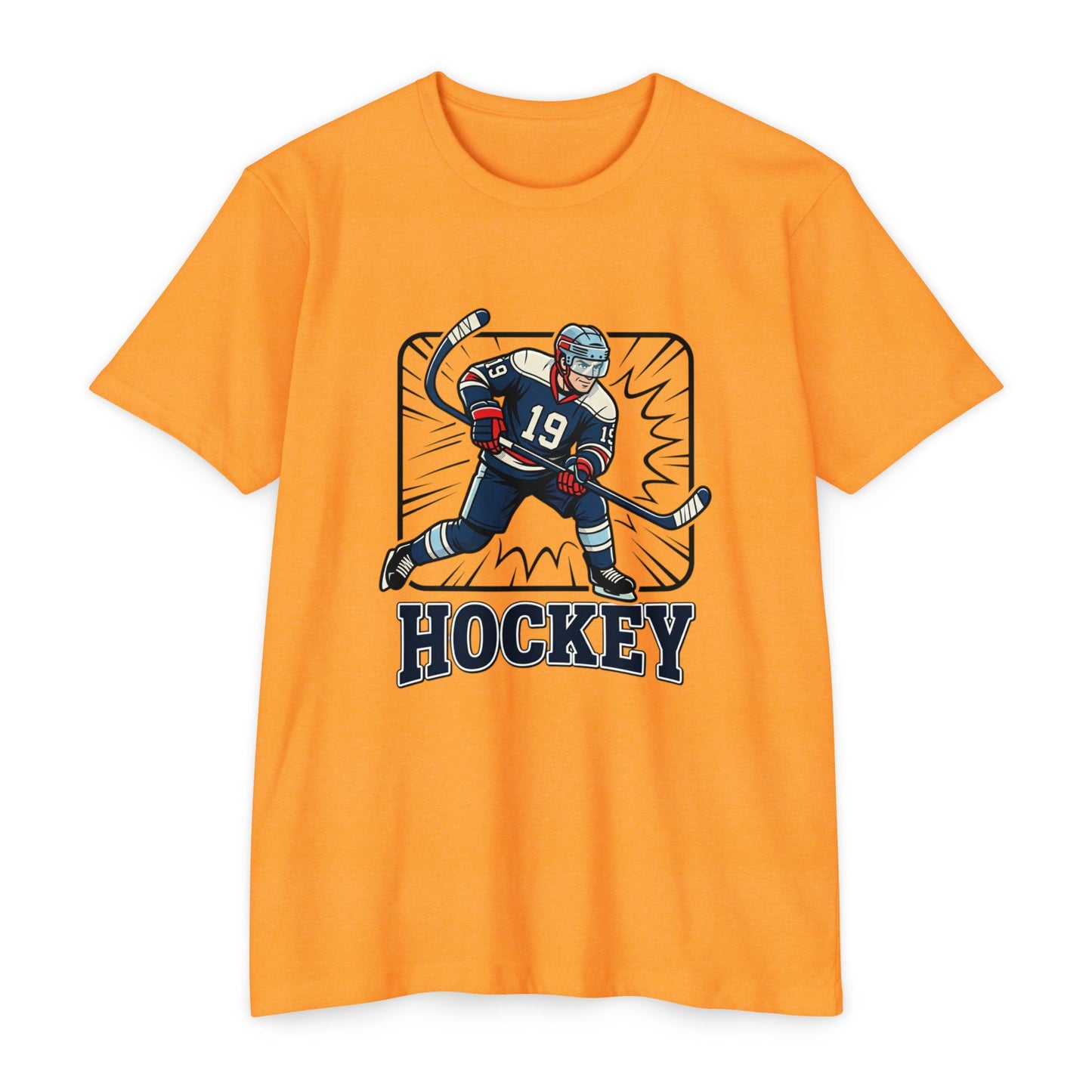 Hockey Player Graphic T-Shirt — Vintage Ice Hockey Jersey Tee