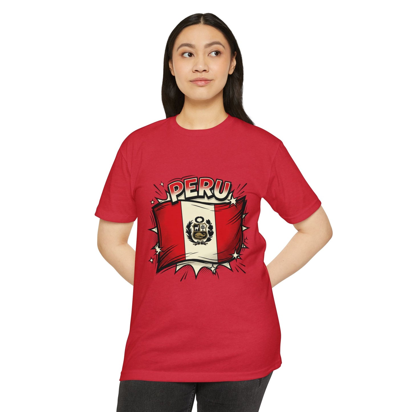 Peru Flag Retro Crest T-Shirt