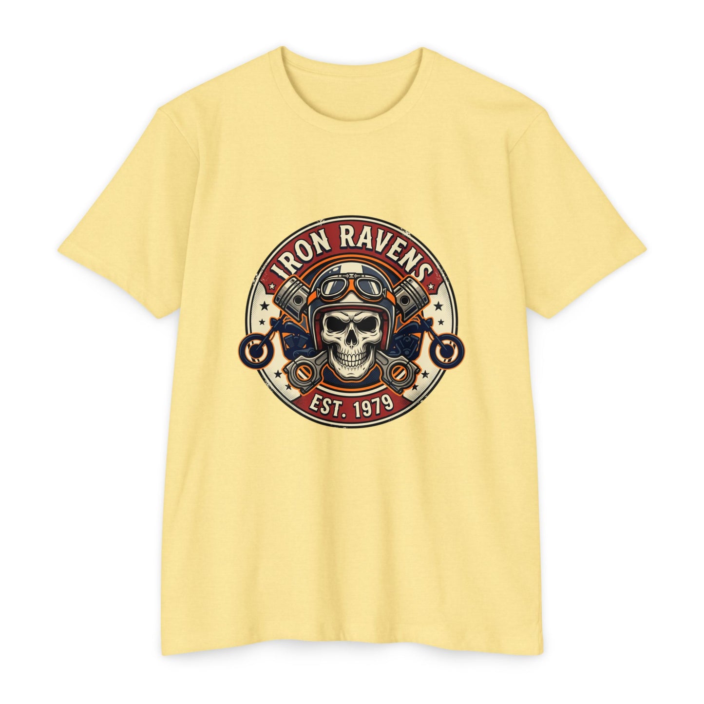 Iron Ravens Skull Motorcycle T-Shirt — Vintage Biker Graphic Tee (Est. 1979)