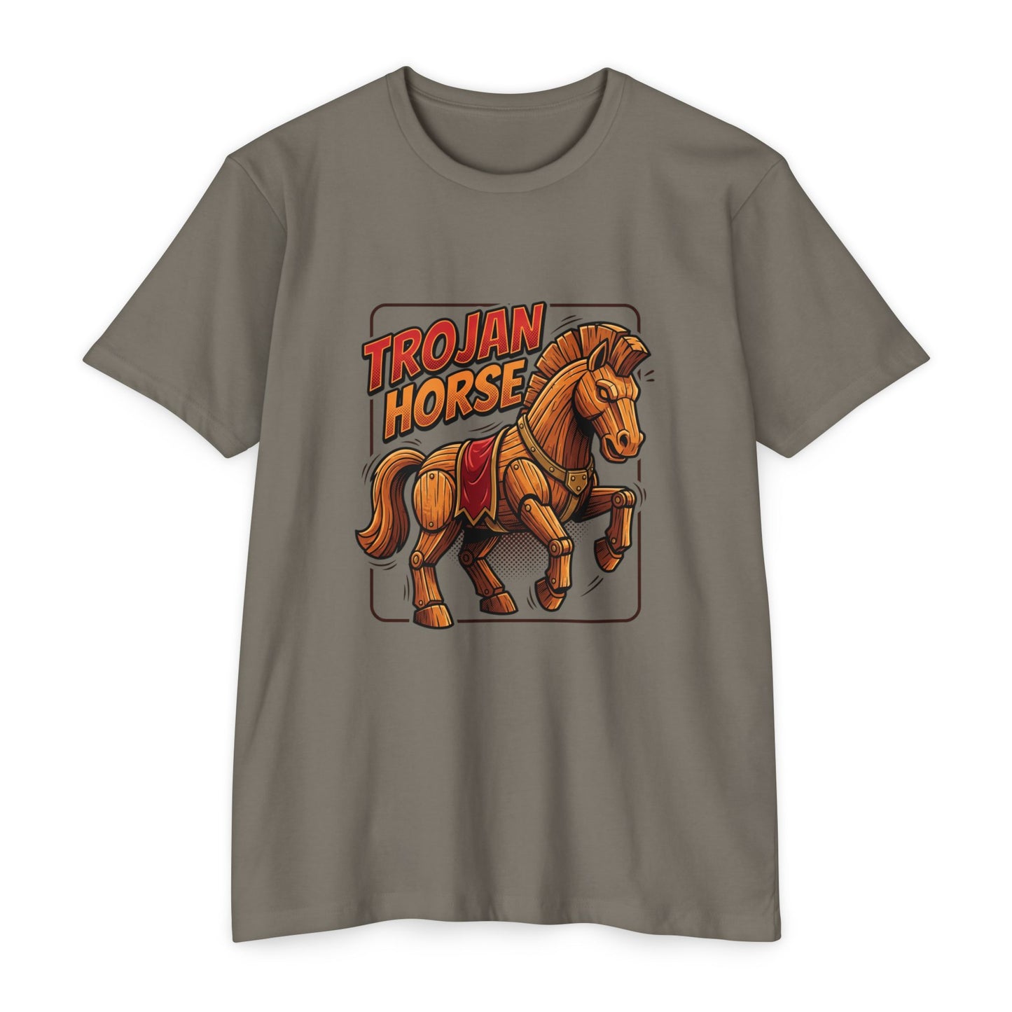 Trojan Horse Graphic Tee - Vintage Wooden Horse Illustration T-Shirt