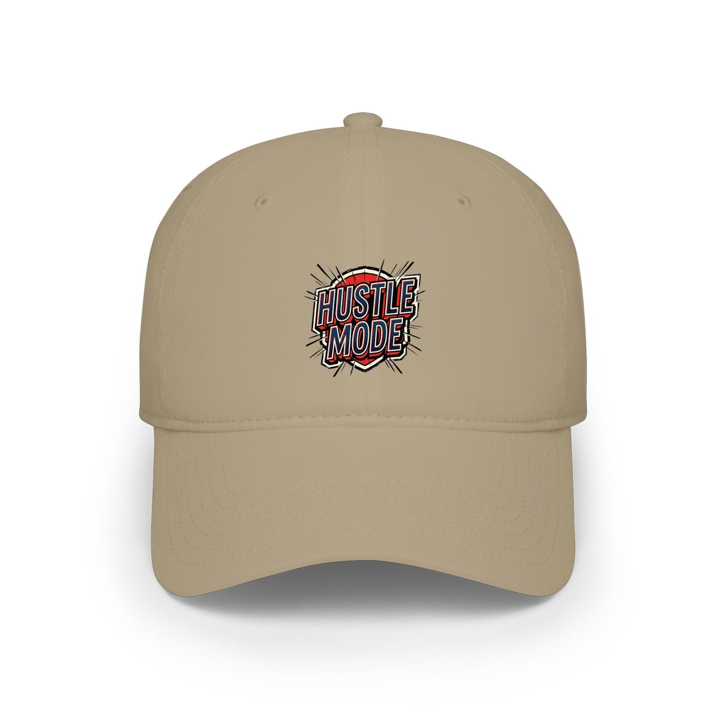 Hustle Mode Embroidered Baseball Cap — Low Profile Red Hat