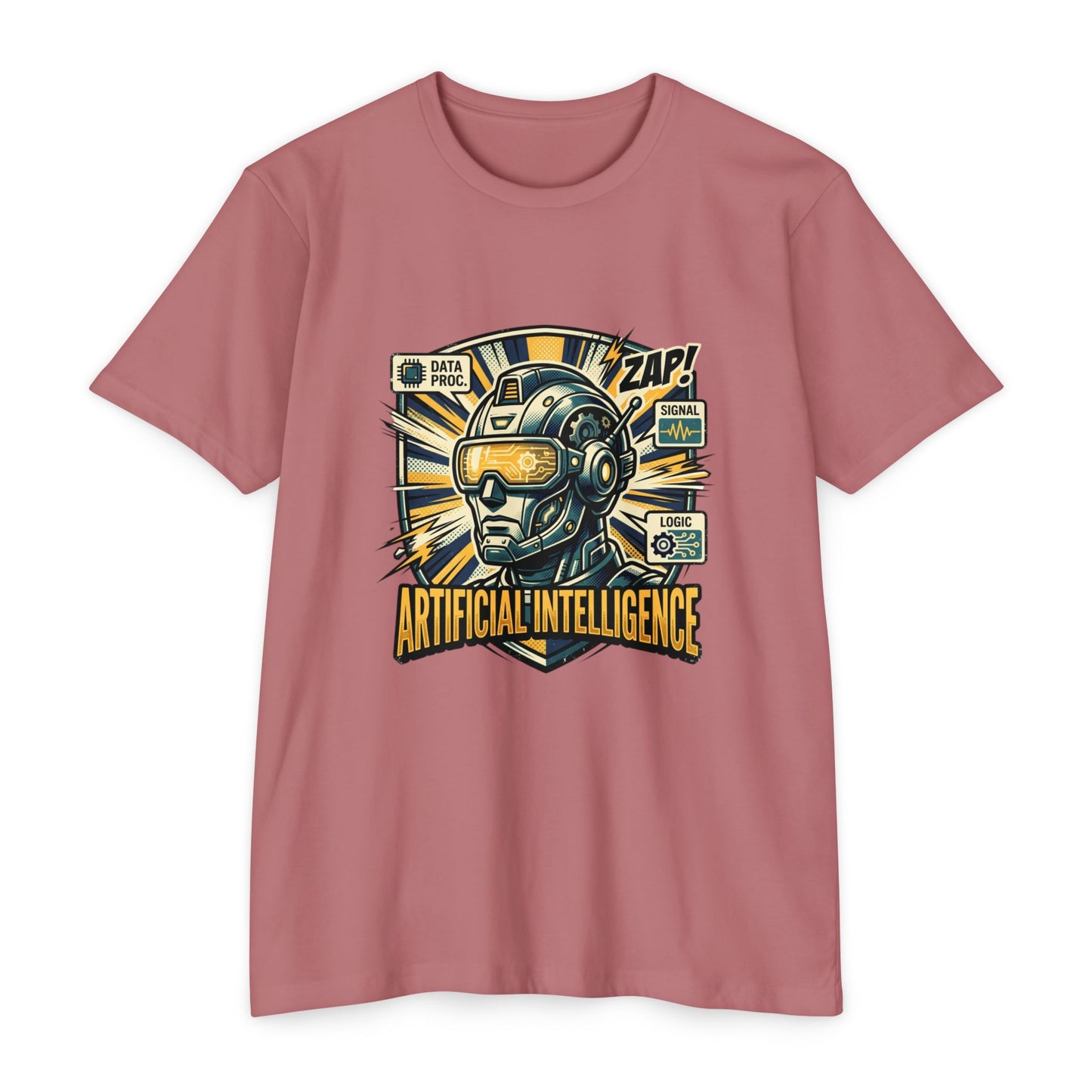 AI Robotics Graphic T-Shirt — "Artificial Intelligence" Retro Helmet Design