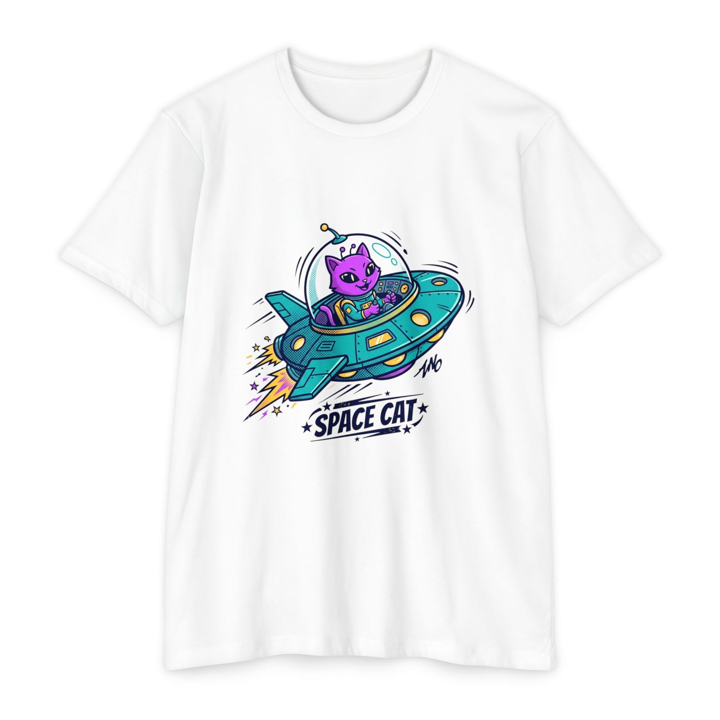 Retro Space Cat T-Shirt — UFO Graphic Tee
