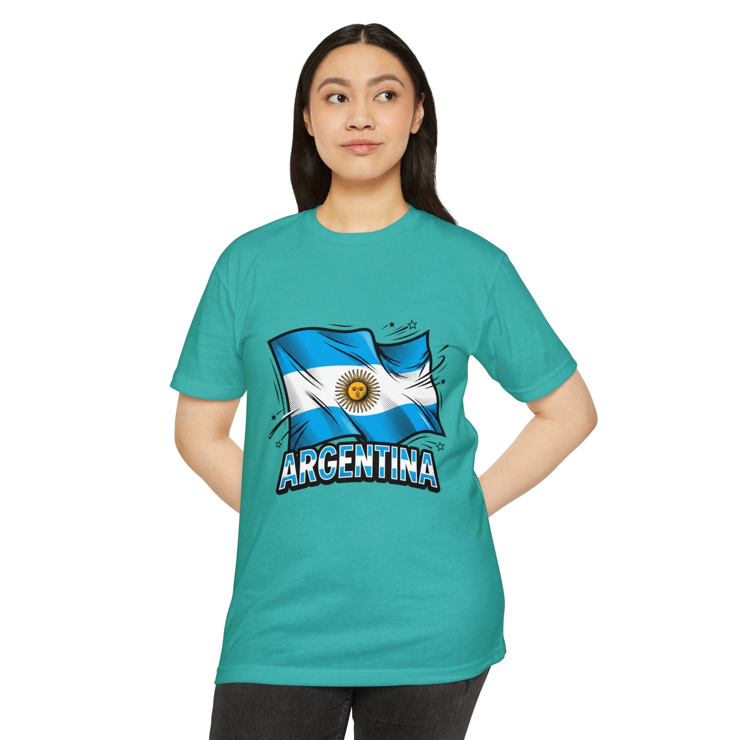 Argentina Flag Waving Graphic T-Shirt
