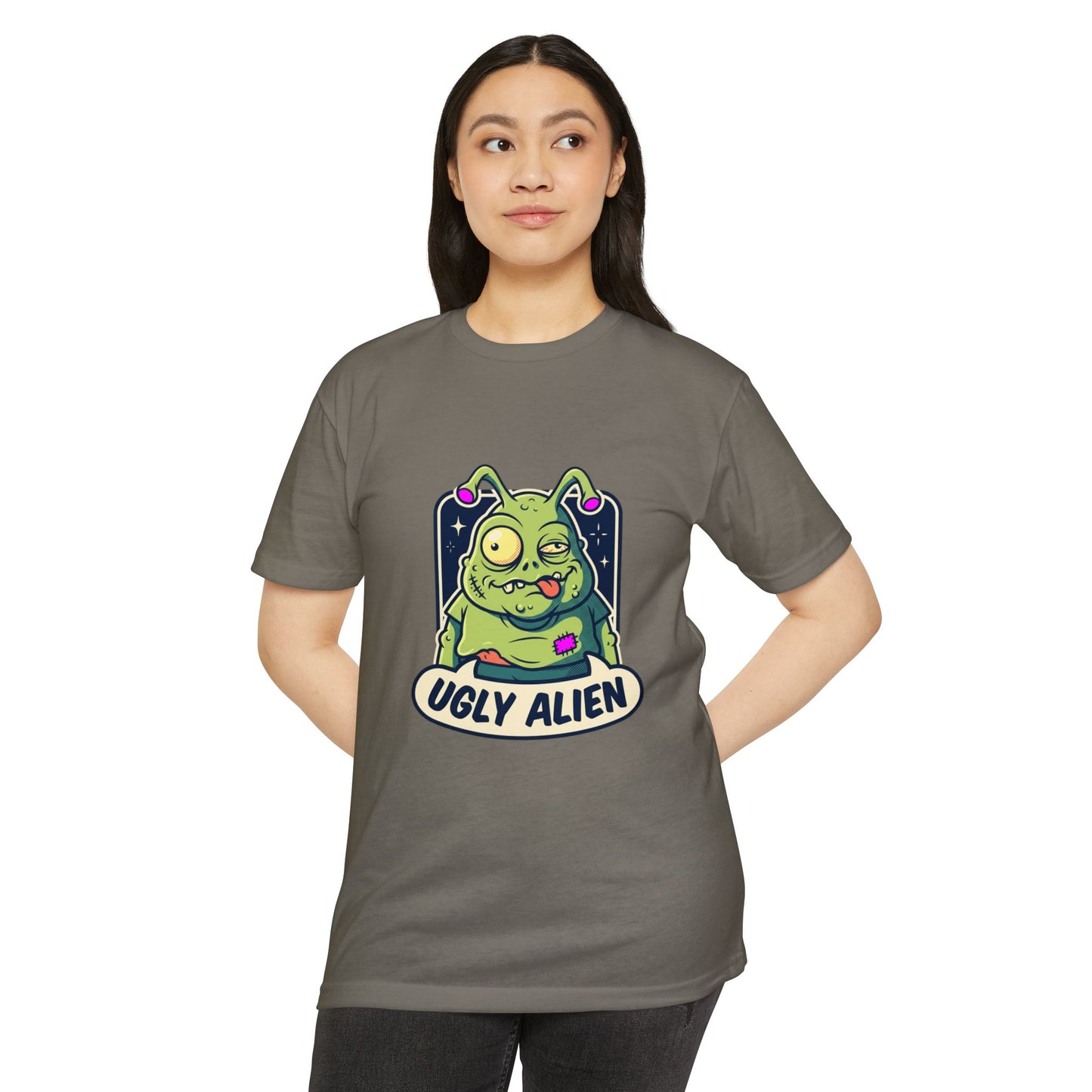 Funny Cute Green Alien T-Shirt — "Ugly Alien" Graphic Tee