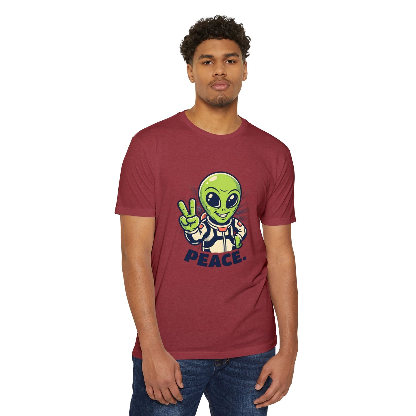 Alien Peace T-Shirt — Cute Green Astronaut Giving Peace Sign