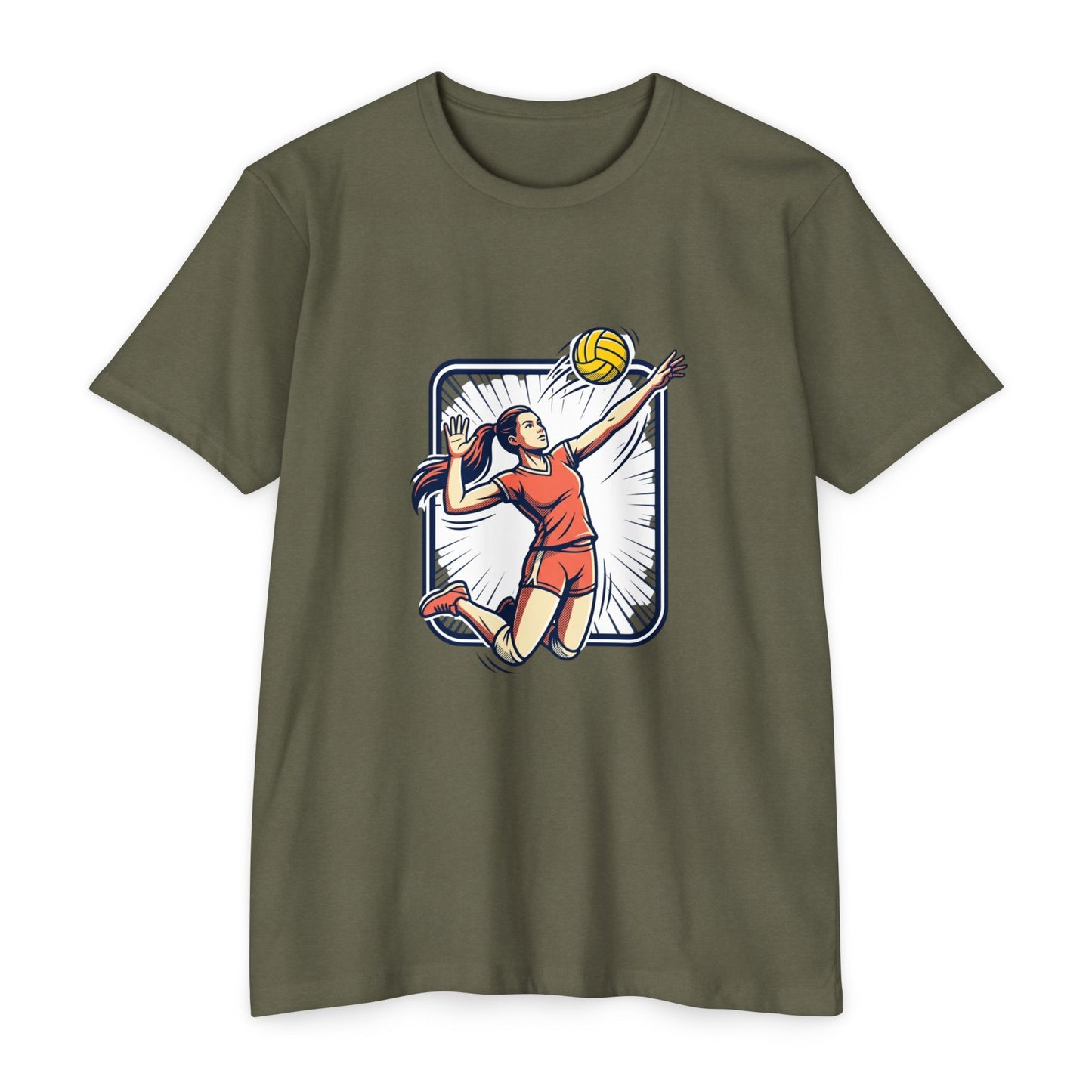 Volleyball Spike Graphic T-Shirt — Female Player Action Tee