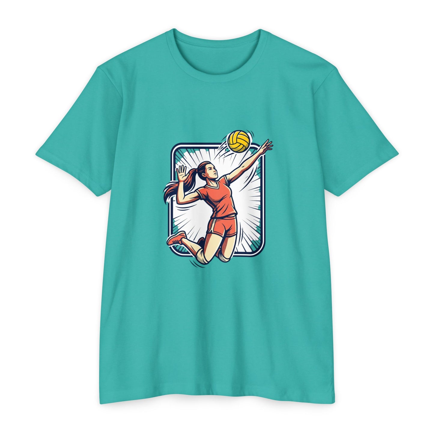 Volleyball Spike Graphic T-Shirt — Female Player Action Tee