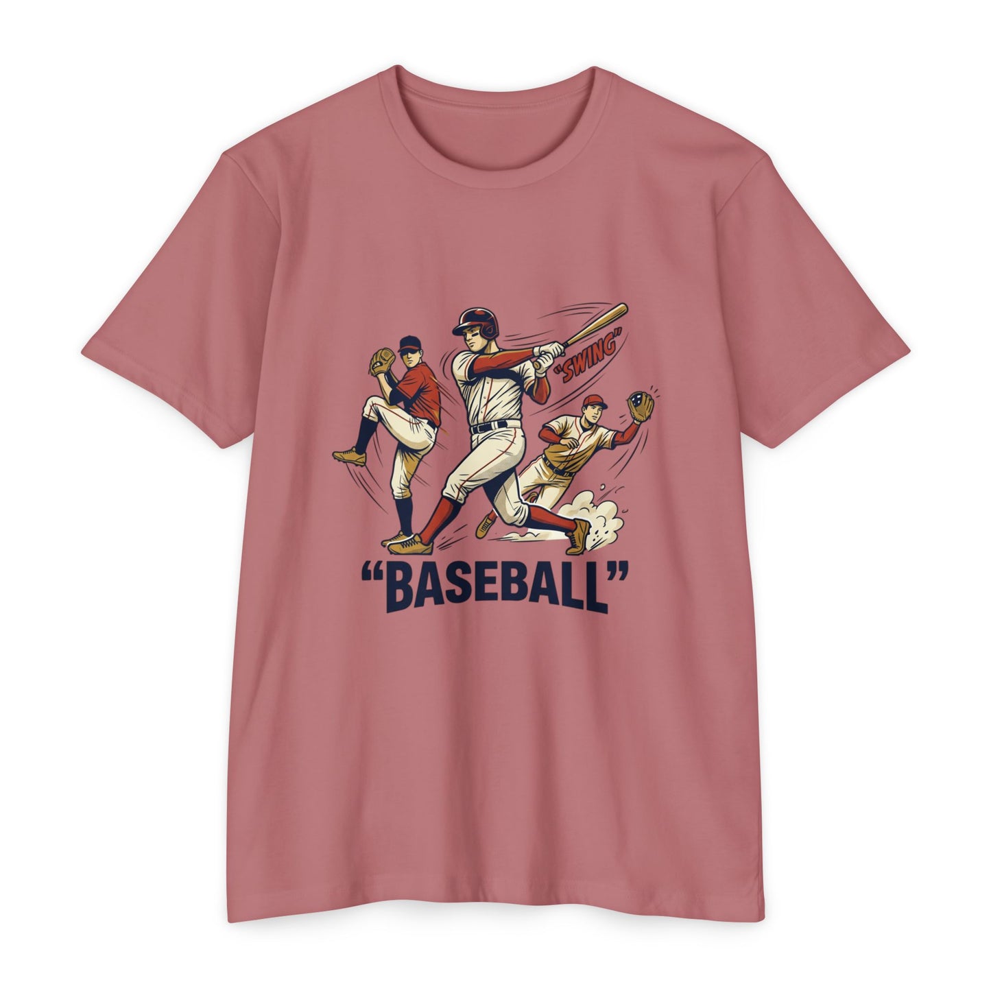 Vintage Baseball Players Tee – Retro 'BASEBALL' Graphic T-Shirt
