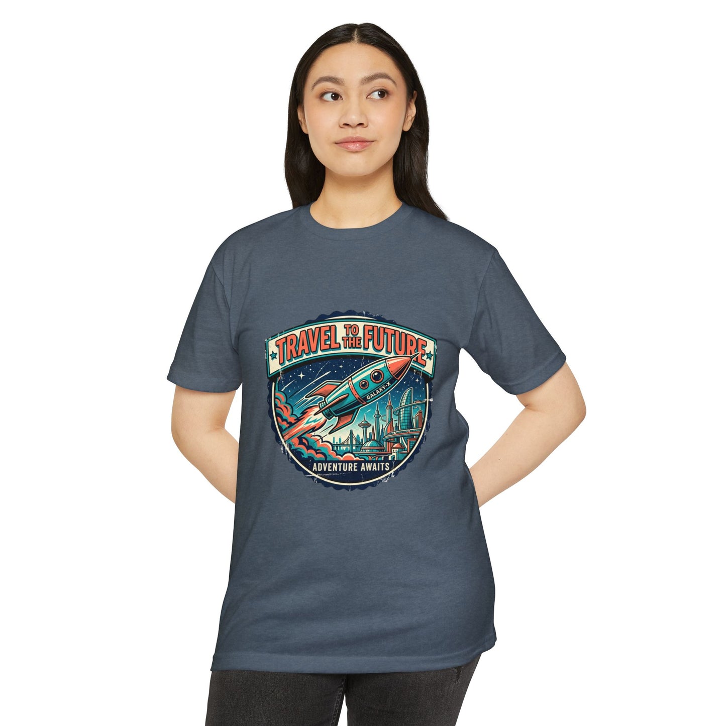 Travel the Future Rocket T-Shirt — Adventure Awaits Vintage Space Tee