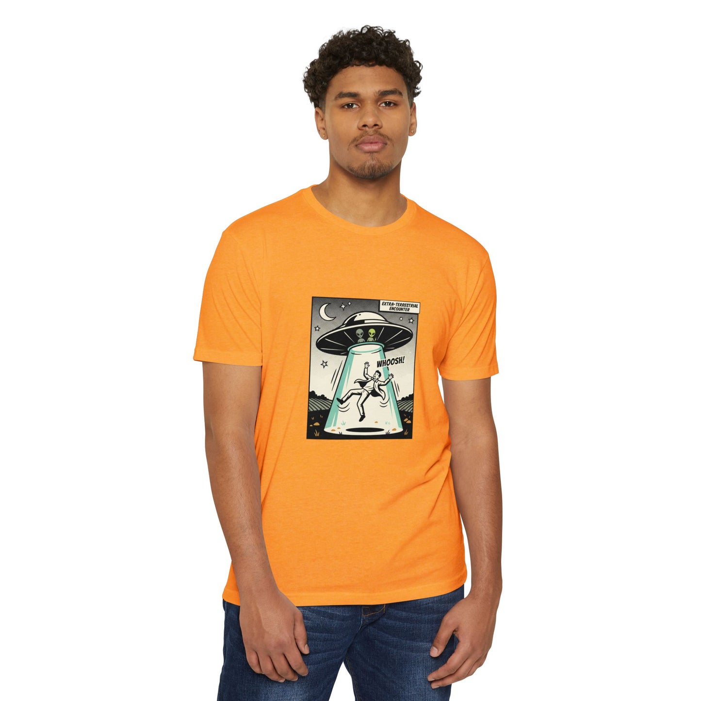 Alien Abduction Graphic Tee — Retro UFO Comic Design