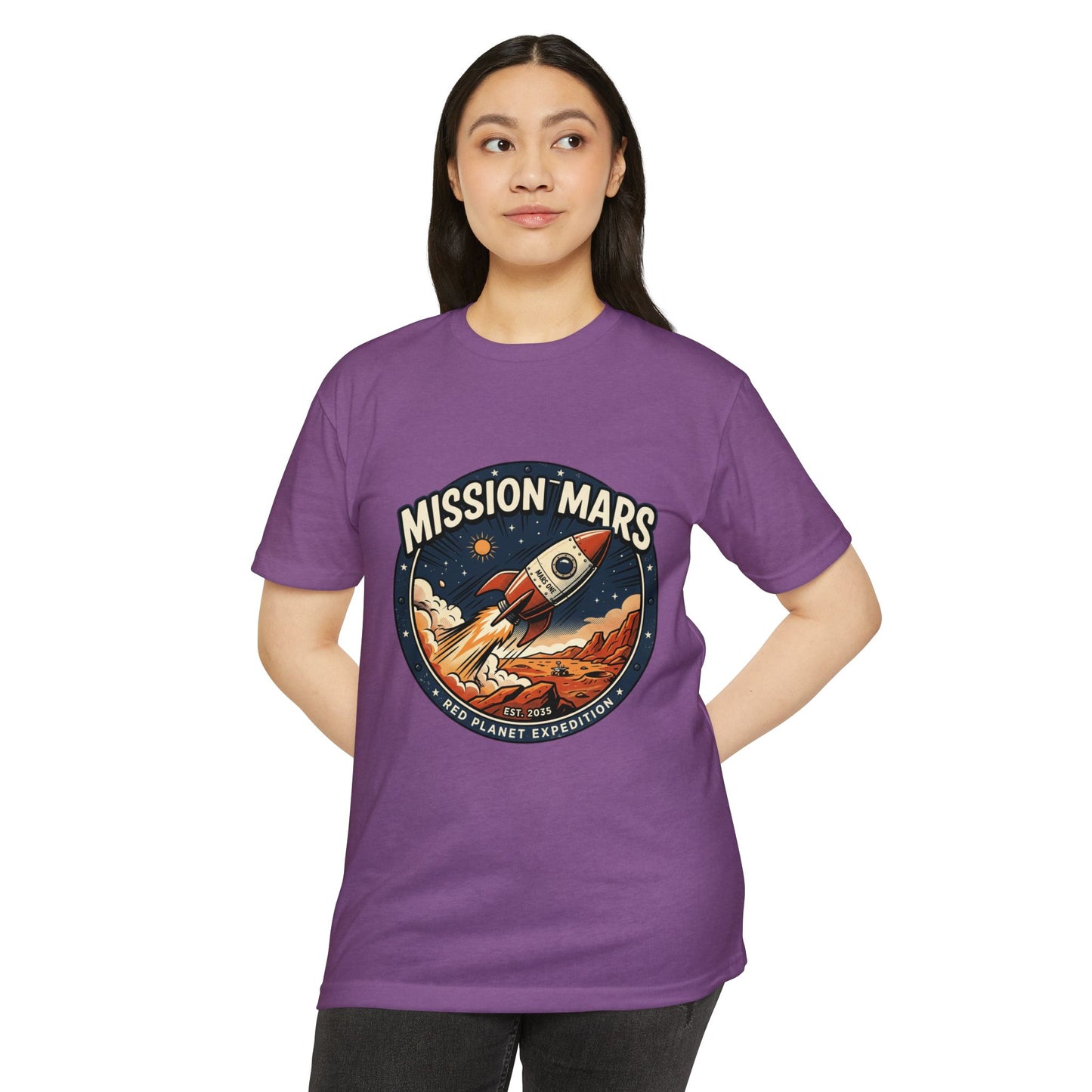 Mission Mars Rocket T‑Shirt — Retro Red Planet Expedition Tee