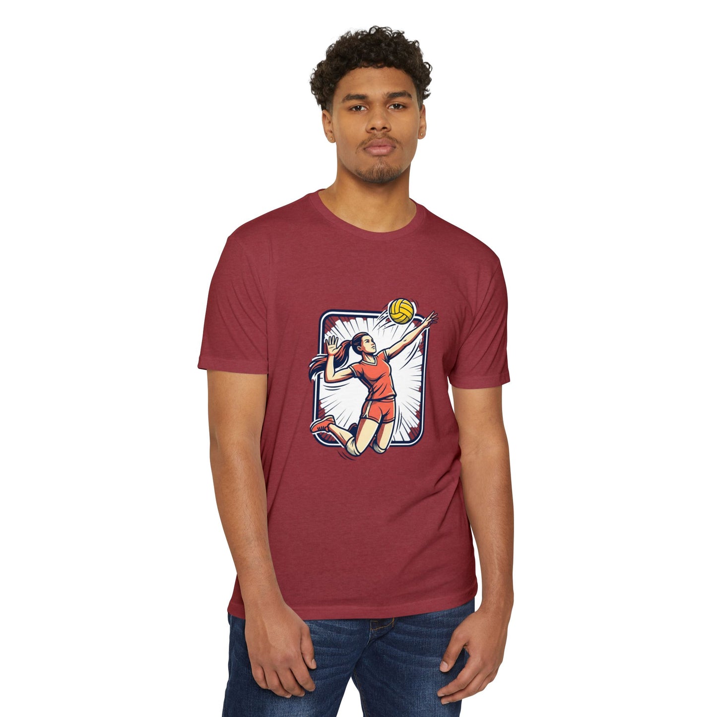 Volleyball Spike Graphic T-Shirt — Female Player Action Tee