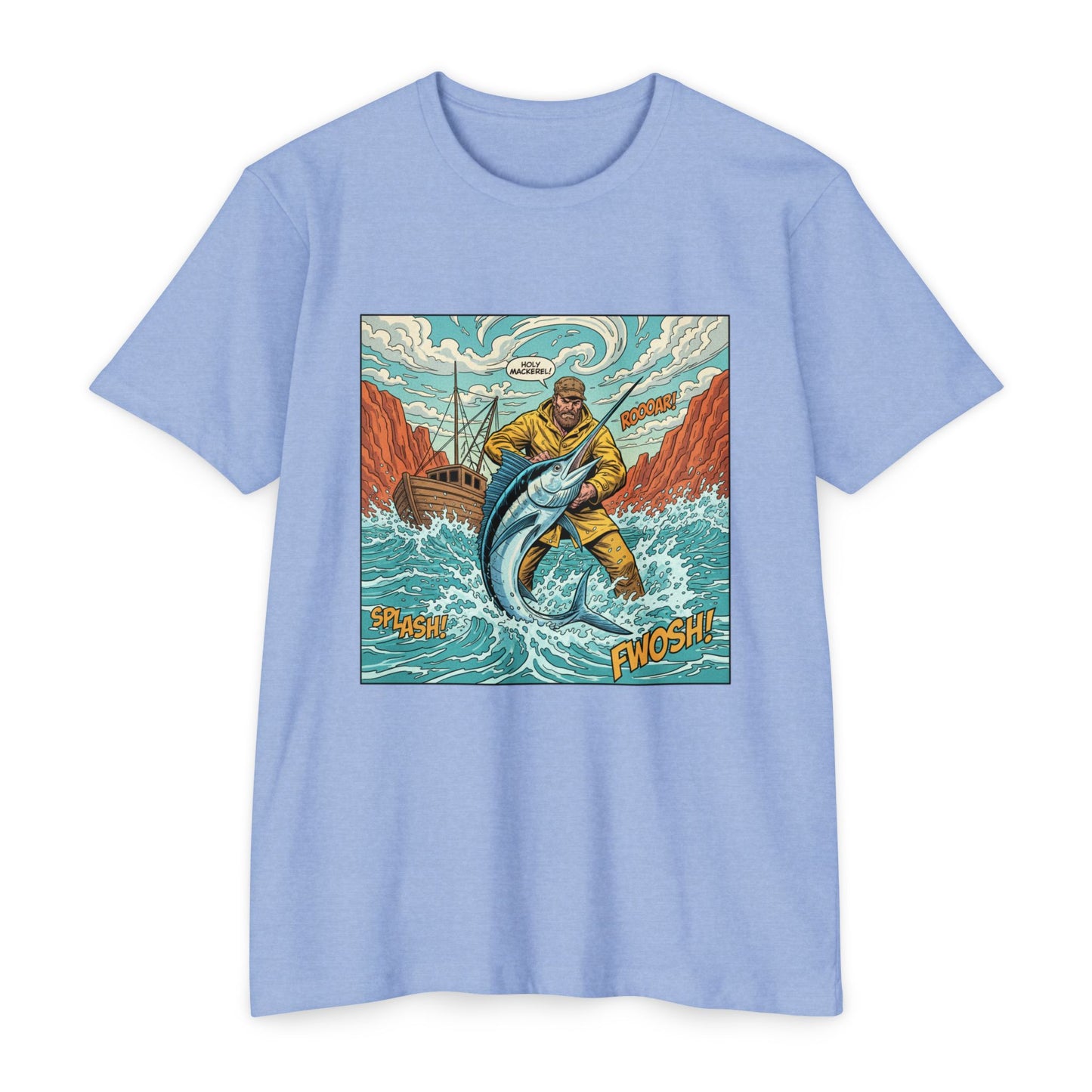 Retro Fisherman 'FWOSH' Fishing Graphic T-Shirt