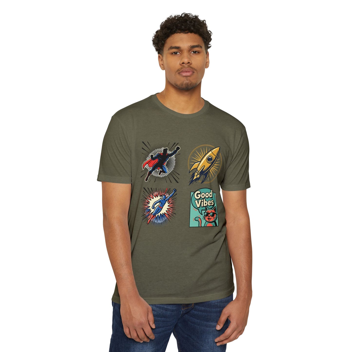 Good Vibes Rocket Retro Comic Patch T-Shirt