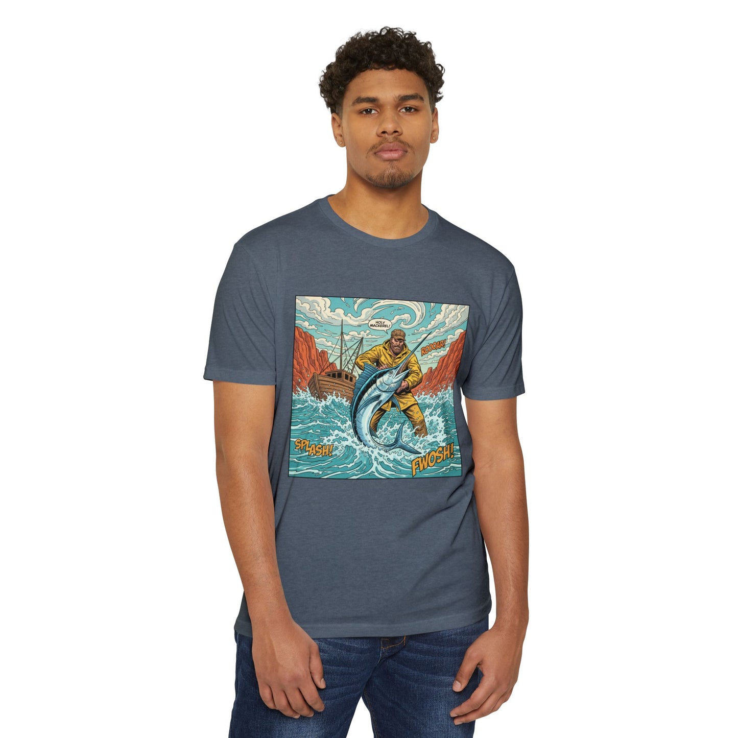Retro Fisherman 'FWOSH' Fishing Graphic T-Shirt