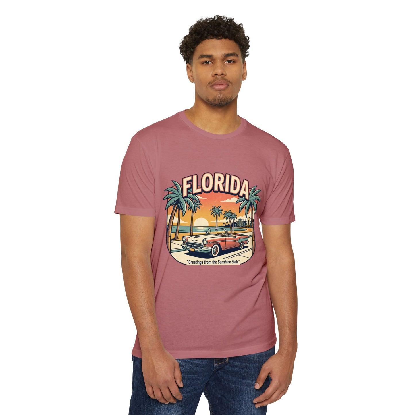 Florida Vintage Sunset T-Shirt — "Greetings from the Sunshine State"