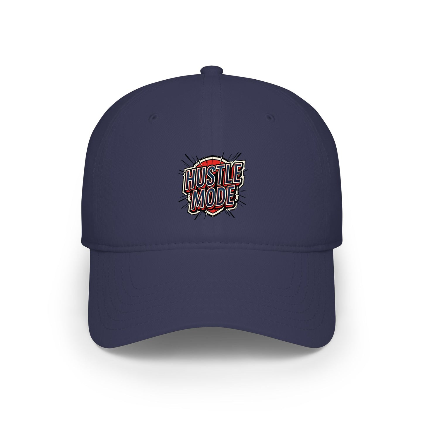 Hustle Mode Embroidered Baseball Cap — Low Profile Red Hat