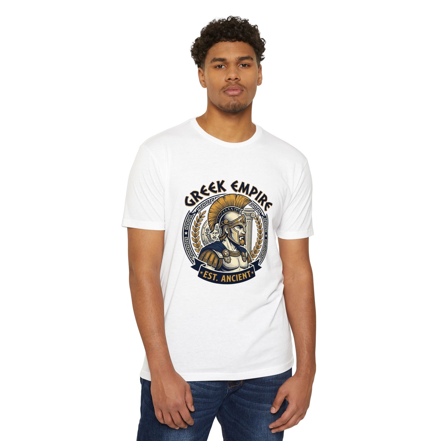 Greek Empire T-Shirt – 'Est. Ancient' Spartan Helmet Graphic