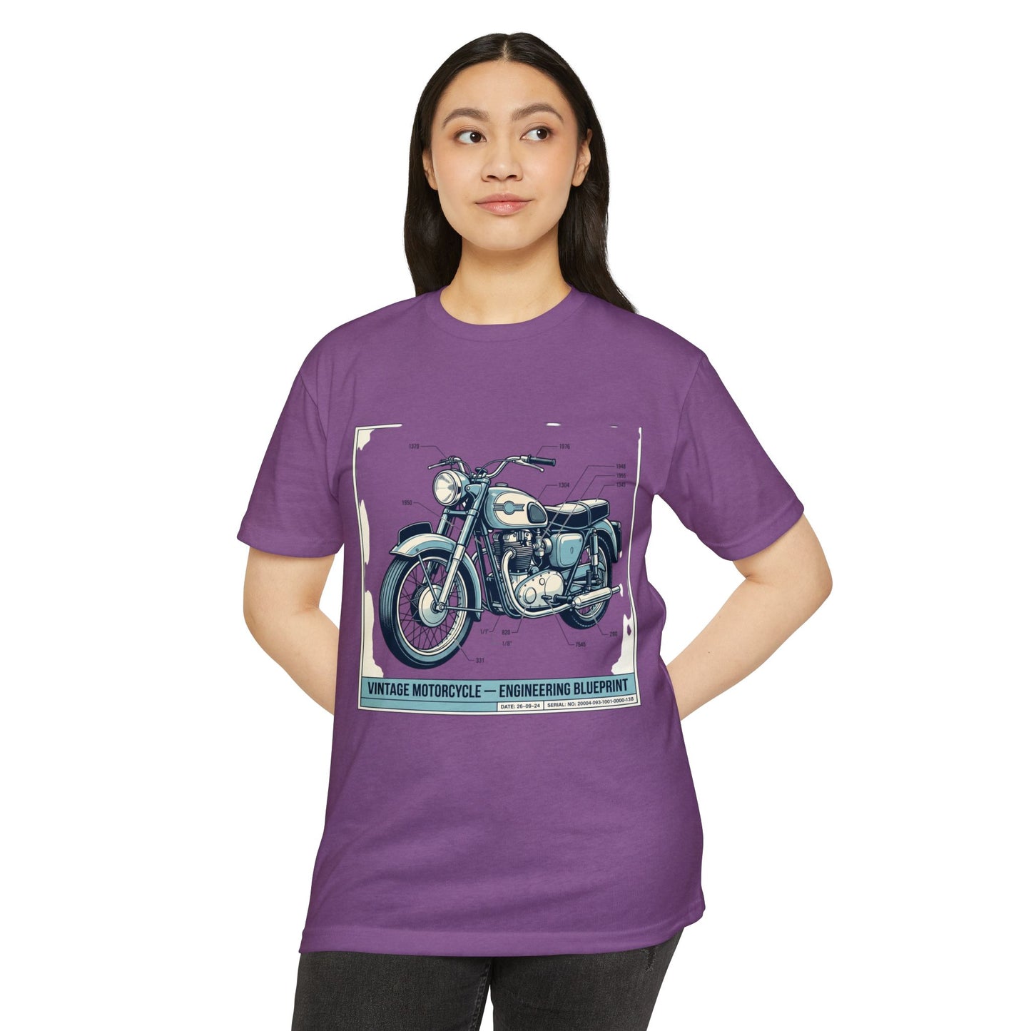 Vintage Motorcycle Blueprint T-Shirt — Classic Engineering Bike Tee