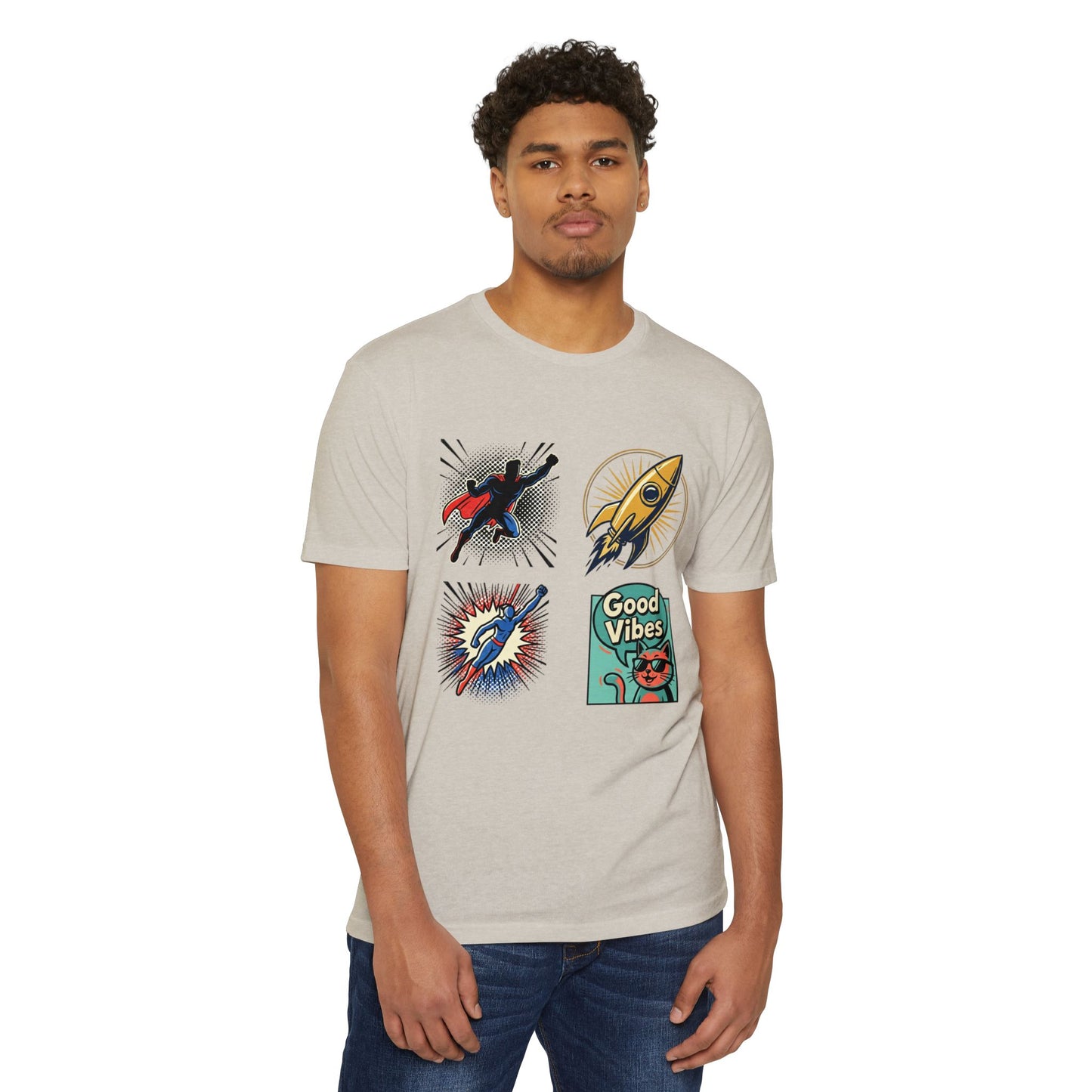 Good Vibes Rocket Retro Comic Patch T-Shirt
