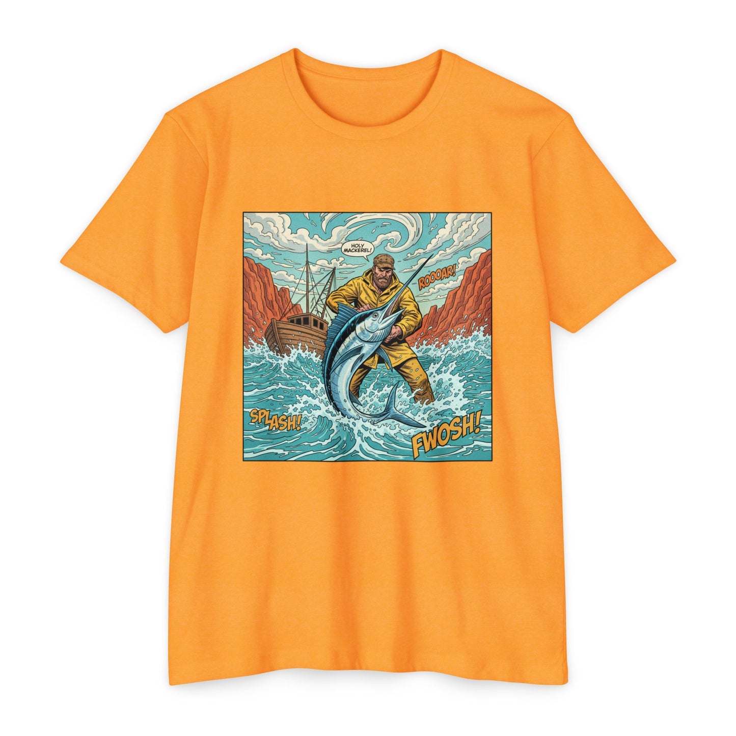 Retro Fisherman 'FWOSH' Fishing Graphic T-Shirt