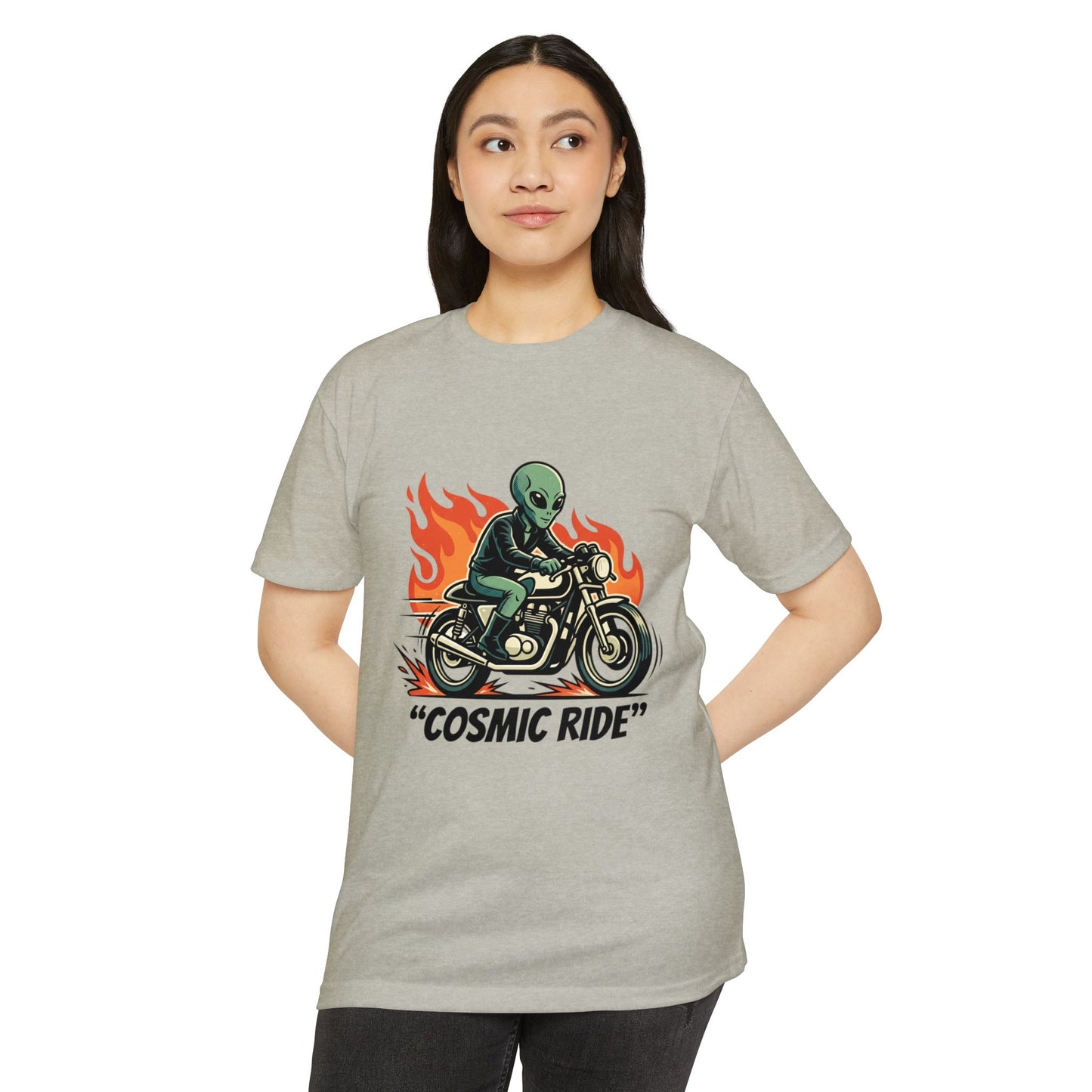 Cosmic Ride Alien Motorcycle T‑Shirt — Retro Biker Tee