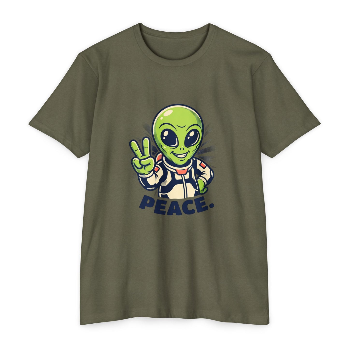Alien Peace T-Shirt — Cute Green Astronaut Giving Peace Sign