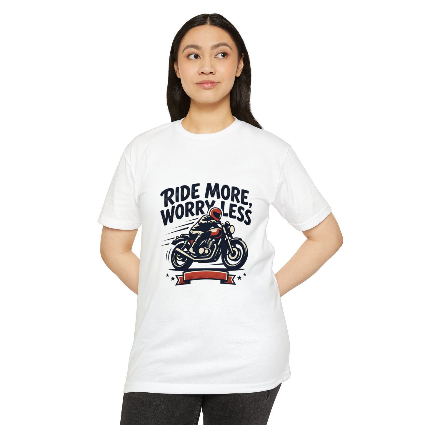Ride More Worry Less Motorcycle T-Shirt — Biker Tee for Riders & Enthusiasts