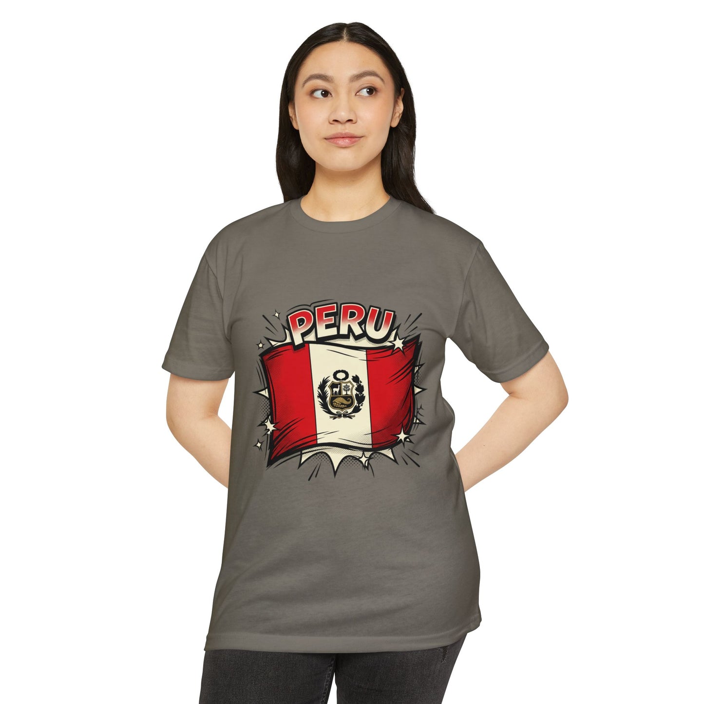 Peru Flag Retro Crest T-Shirt