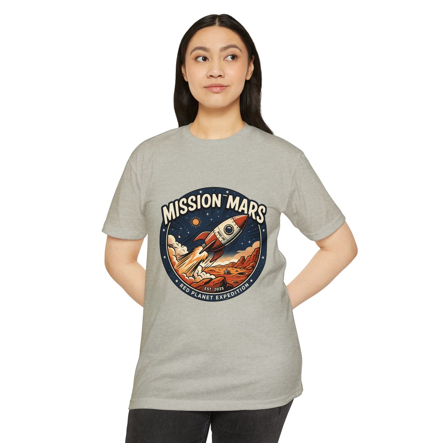 Mission Mars Rocket T‑Shirt — Retro Red Planet Expedition Tee