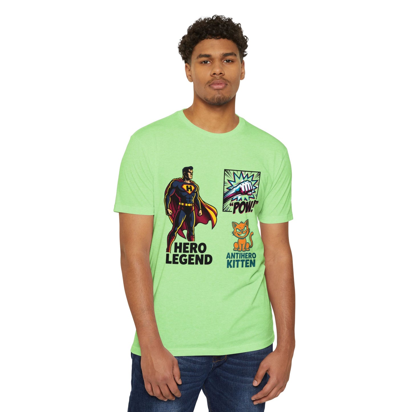 Hero Legend vs Antihero Kitten T-Shirt — Funny Comic Superhero Tee