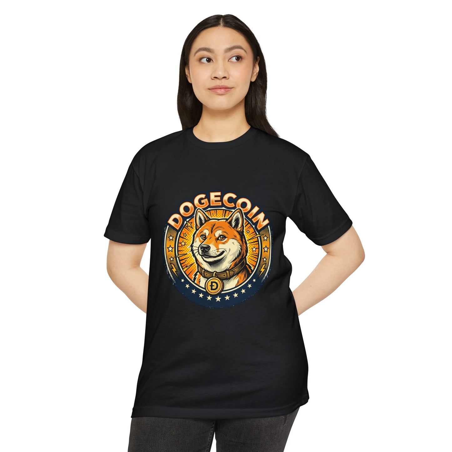 Dogecoin Coin Logo T‑Shirt — Retro Shiba Inu Crypto Tee