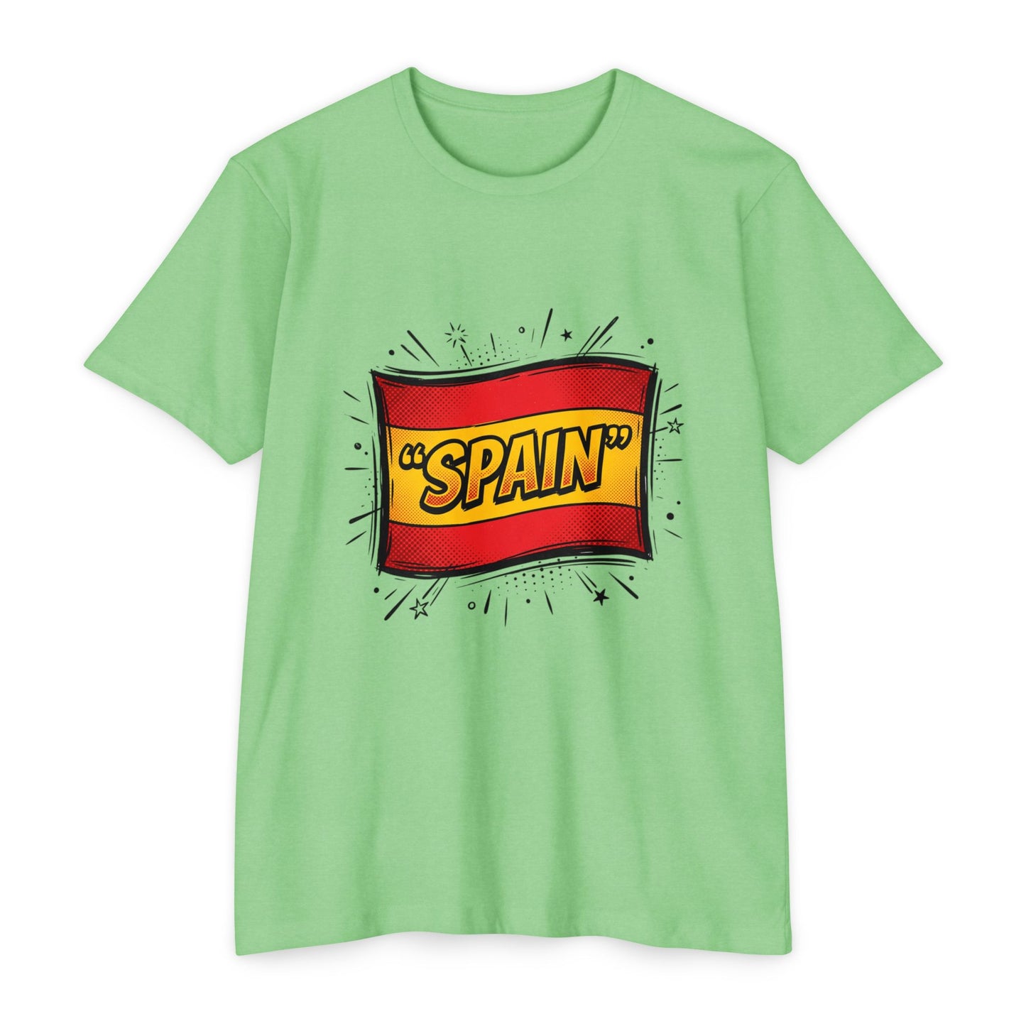 Spain Retro Comic Flag T-Shirt — 'SPAIN' Graphic Tee